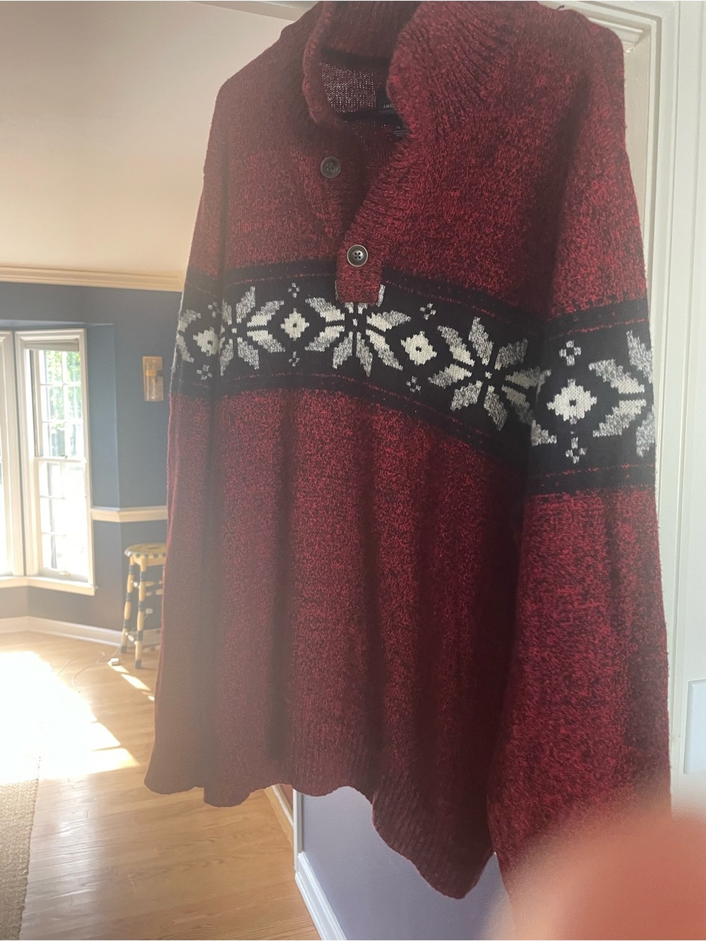 American Eagle Burgundy Fair Isle Pullover sweater XL